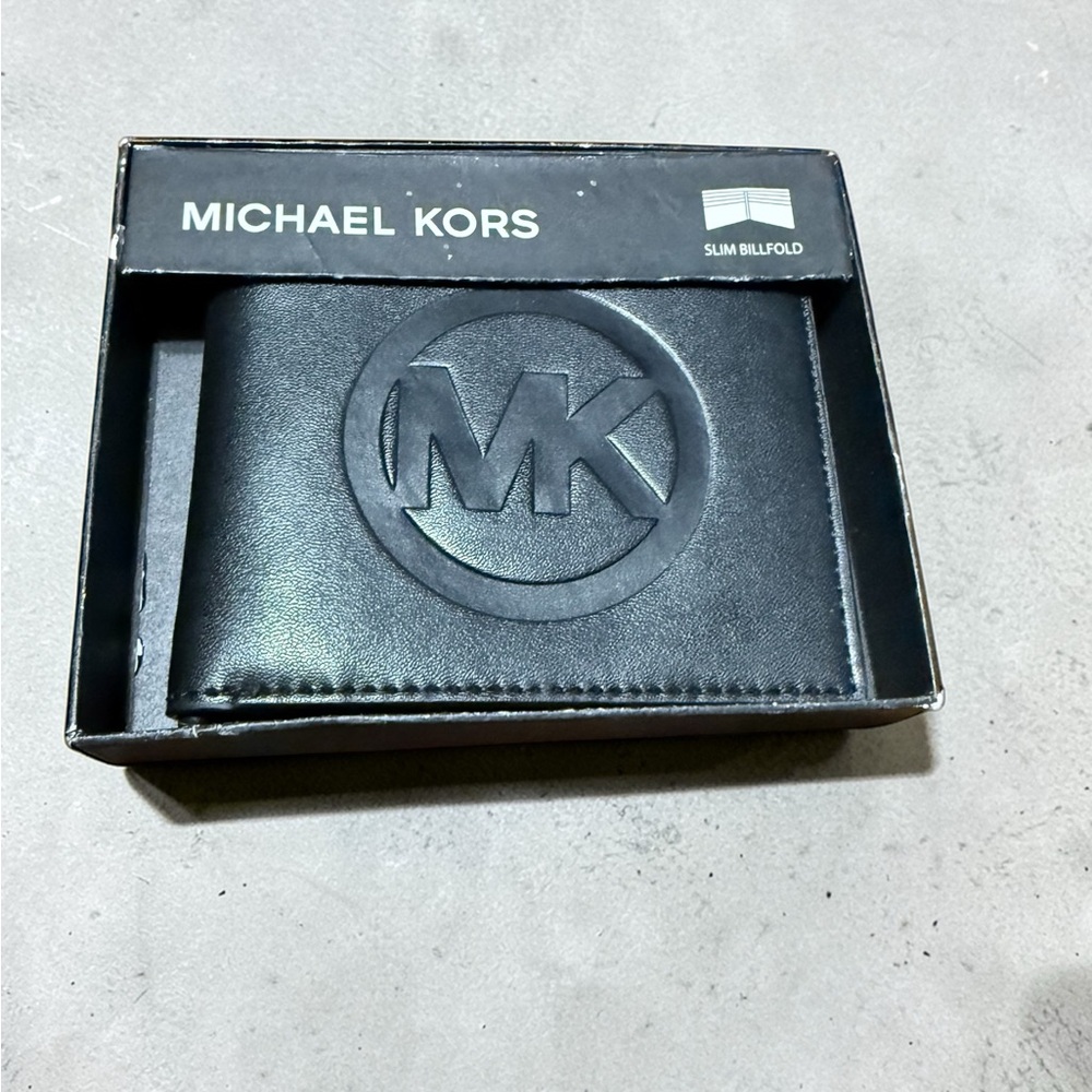 Michael Kors Black Embossed MK Leather wallet